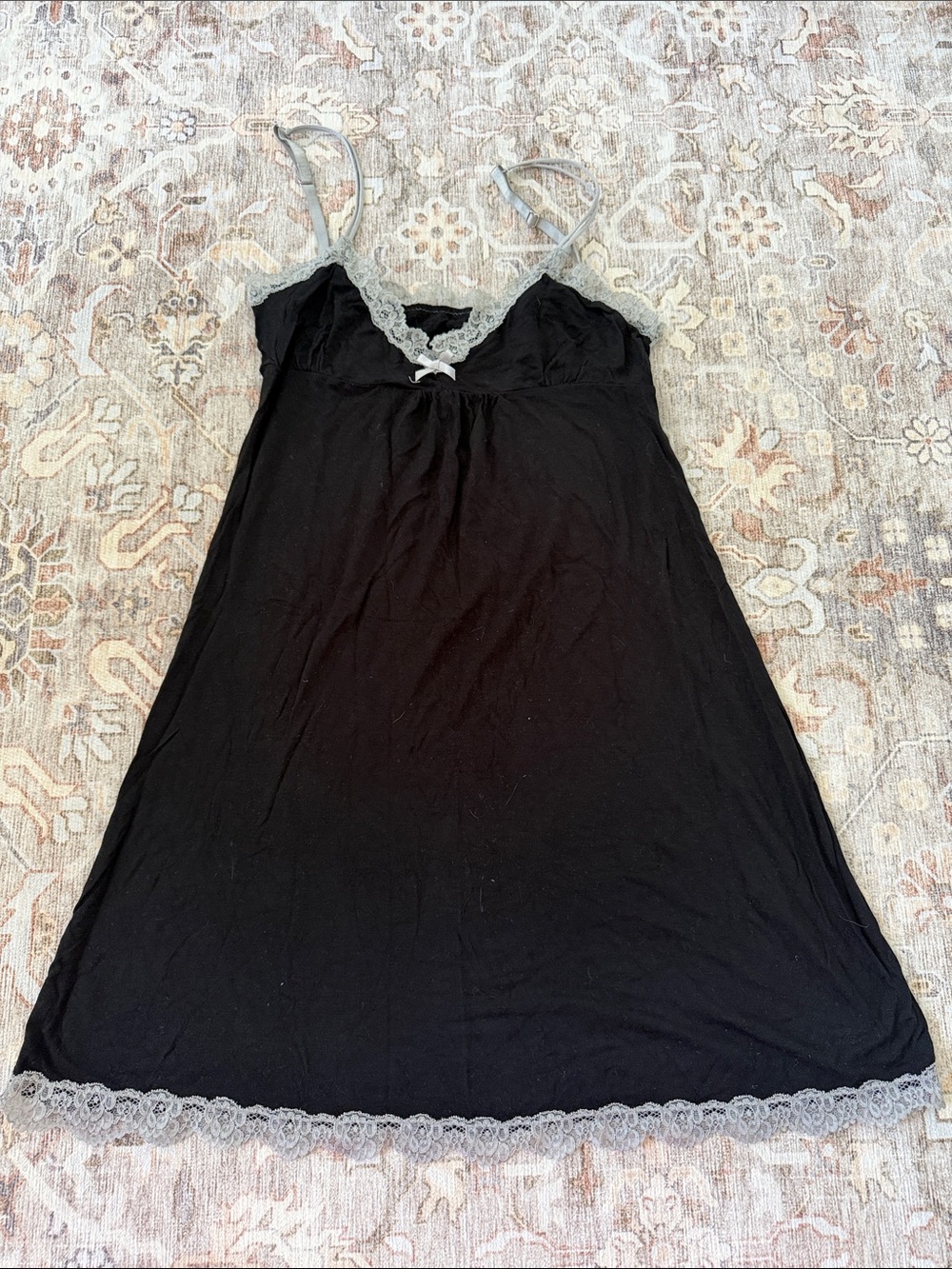 Honeydew Intimates Black Chemise with Gray Lace Trim